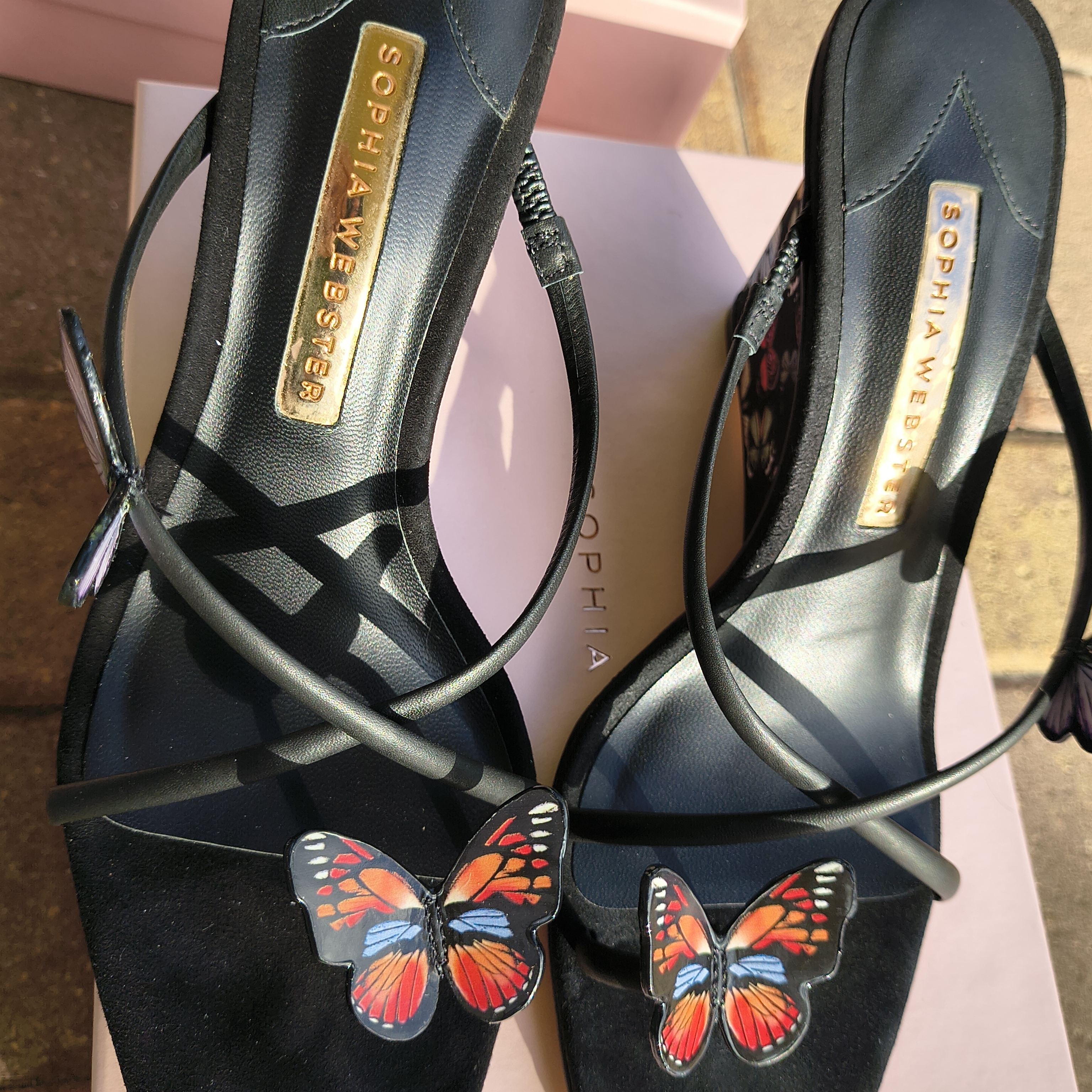 Sophia Webster Black And Red Butterfly Heels